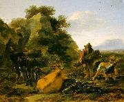 Nicholaes Berchem Landscape with Herdsmen Gathering Sticks France oil painting reproduction